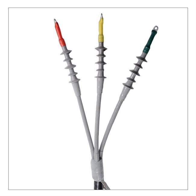 35kV three-core cold-shrink cable termination with colour-coded phase sleeves